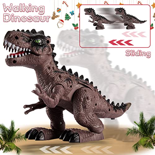 HYAKIDS T Rex Dinosaurios Juguetes con Caminando Proyección LED Luz y Sonido Rugiente Dinosaurio Figura Realista Juegos Regalo Educativo de Navidad para Niños Bebé 3 4 5 Años