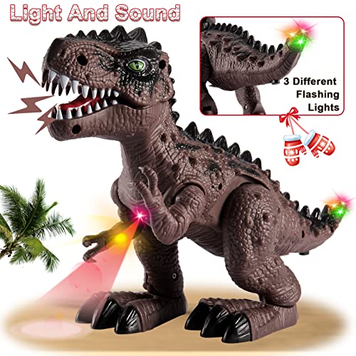 HYAKIDS T Rex Dinosaurios Juguetes con Caminando Proyección LED Luz y Sonido Rugiente Dinosaurio Figura Realista Juegos Regalo Educativo de Navidad para Niños Bebé 3 4 5 Años