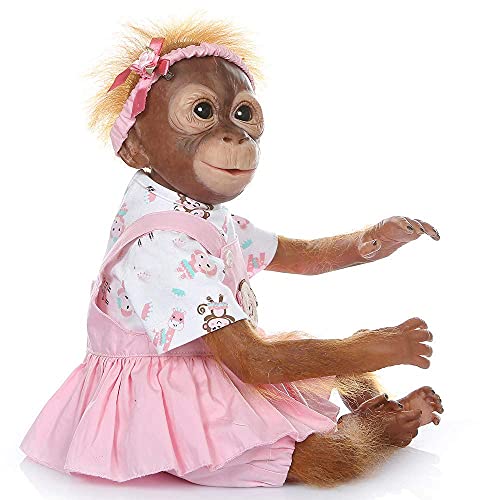 iCradle Reborn Dolls 21" /52cm Adorable Reborn Baby Monkey Dolls Muñeca Suave Silicona Realistas Hermosas Muñecas Recién Nacidos Playmate (Monkey 2)