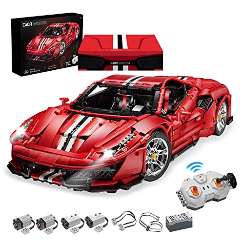 icuanuty Technic Coches para Ferrari 488 Pista, 1:8 Kit de Construcción Coche, Bloques de Construcción de Coche Deportivo Compatible con Lego Technic