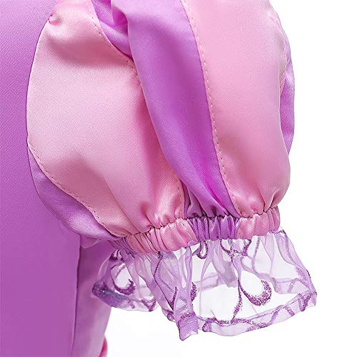 IDOPIP Vestido de Princesa Rapunzel Niñas Diafraz de Sofía Carnival Cosplay Halloween Costume para Chicas con Accesorios 3-4 Años