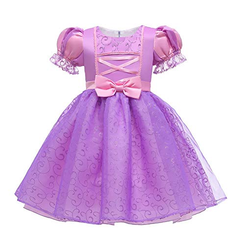 IDOPIP Vestido de Princesa Rapunzel Niñas Diafraz de Sofía Carnival Cosplay Halloween Costume para Chicas con Accesorios 3-4 Años