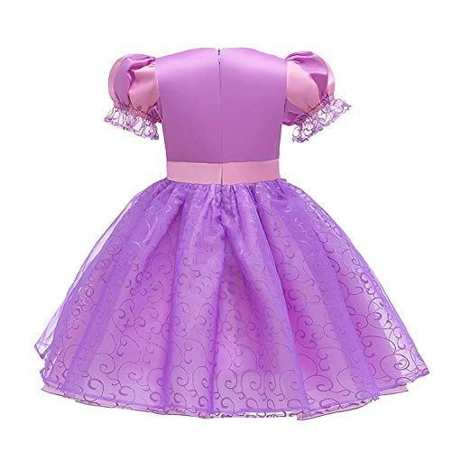 IDOPIP Vestido de Princesa Rapunzel Niñas Diafraz de Sofía Carnival Cosplay Halloween Costume para Chicas con Accesorios 3-4 Años