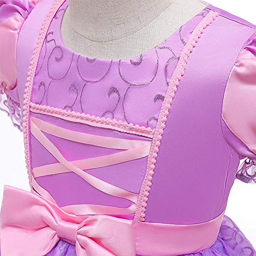 IDOPIP Vestido de Princesa Rapunzel Niñas Diafraz de Sofía Carnival Cosplay Halloween Costume para Chicas con Accesorios 3-4 Años