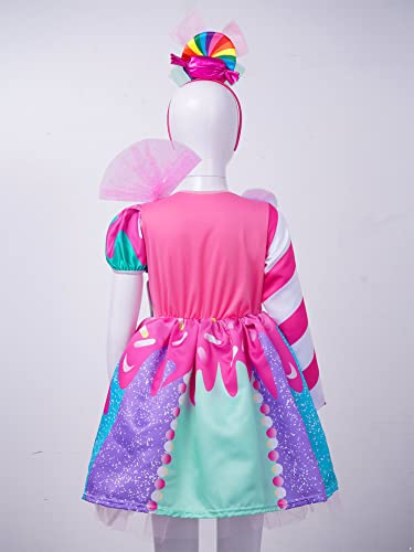 IEFIEL Disfraz Payaso de Circo para Niña Vestido Princesa con Caramelos de Fiesta Navidad Carnaval Halloween Cosplay Costume Niña A Multicolor 4-5 años