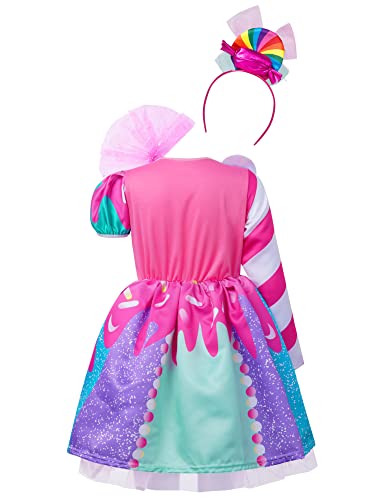 IEFIEL Disfraz Payaso de Circo para Niña Vestido Princesa con Caramelos de Fiesta Navidad Carnaval Halloween Cosplay Costume Niña A Multicolor 4-5 años