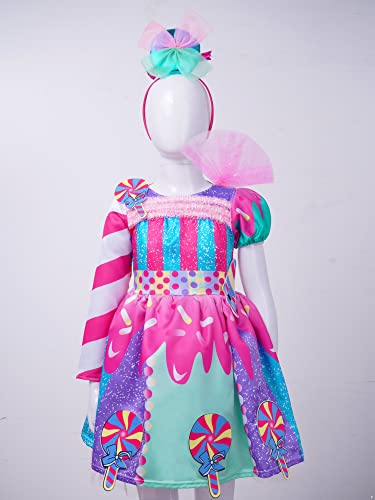 IEFIEL Disfraz Payaso de Circo para Niña Vestido Princesa con Caramelos de Fiesta Navidad Carnaval Halloween Cosplay Costume Niña A Multicolor 4-5 años