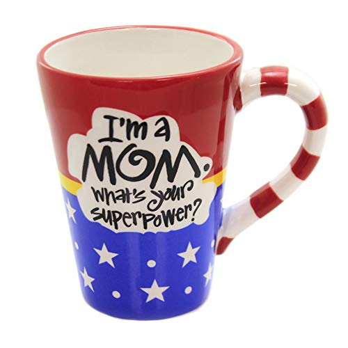 Im A Mom. Whats Your Superpower Wonder Woman Themed Taza De Cerámica