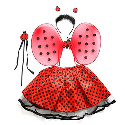 IMIKEYA Conjunto de Disfraz de Hada de Princesa para Niñas Disfraz de Mariposa de Mariquita Trajes con Diadema Varita de Hada de Alas de Tutú para Bebés Y Niñas