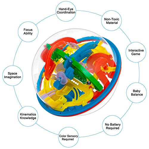 iNeego Bola De Laberinto 3D Bola De Intelecto 3D con Desafiantes Bola De Laberinto 3D para NiñOs Rompecabezas 3D Bola De Laberinto MáGico Rompecabezas Juego De Rompecabezas (16cm)