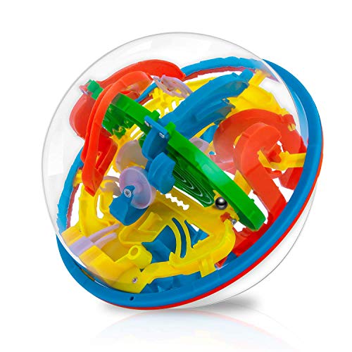 iNeego Bola De Laberinto 3D Bola De Intelecto 3D con Desafiantes Bola De Laberinto 3D para NiñOs Rompecabezas 3D Bola De Laberinto MáGico Rompecabezas Juego De Rompecabezas (16cm)