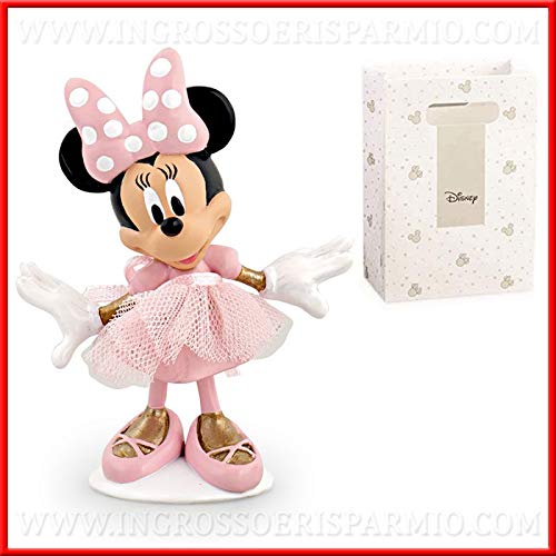 Ingrosso e Risparmio Figura con forma de Mickey Mouse bailarina con tutú rosa, firmada Disney, ideal como recuerdo de boda, bautizo, cumpleaños de niña, con caja de regalo (con paquete celeste)