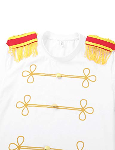 inhzoy Disfraz de Príncipe Cenicienta para Hombre Camiseta con Charreteras Cosplay Chico Traje de Príncipe Real Lujoso para Fiesta Halloween Carnaval Blanco Small