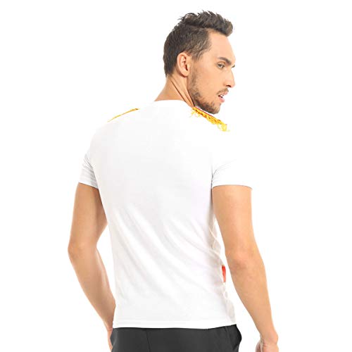 inhzoy Disfraz de Príncipe Cenicienta para Hombre Camiseta con Charreteras Cosplay Chico Traje de Príncipe Real Lujoso para Fiesta Halloween Carnaval Blanco Small