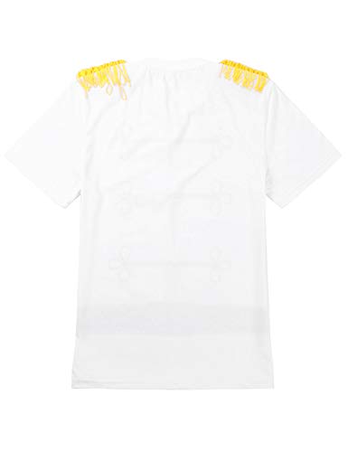 inhzoy Disfraz de Príncipe Cenicienta para Hombre Camiseta con Charreteras Cosplay Chico Traje de Príncipe Real Lujoso para Fiesta Halloween Carnaval Blanco Small