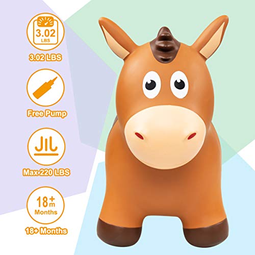 INPODAK Tolva de animales hinchable, saltando de caballo, tolva espacial, juguete con bomba, regalos para niños pequeños, niñas