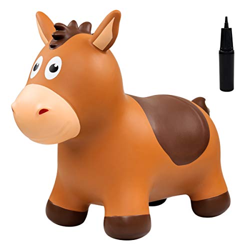 INPODAK Tolva de animales hinchable, saltando de caballo, tolva espacial, juguete con bomba, regalos para niños pequeños, niñas