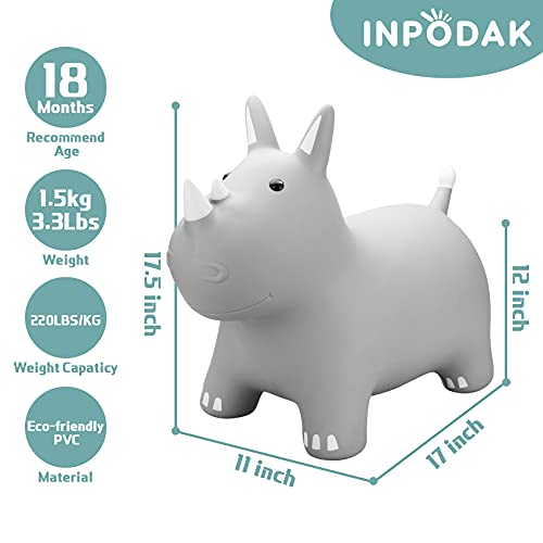 INPODAK Tolva hinchable, tolva inflable de animales con bomba, juguete para niños pequeños, niños, niñas, gran gorila para mantener a los niños activos. (gris)