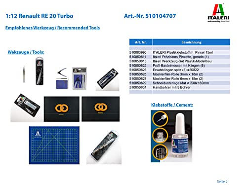 Italeri 4707S-Maqueta de construcción (escala 1:12, Renault RE 20 Turbo, maqueta, modelismo, manualidades, hobby, pegado, plástico), color plateado (4707S)
