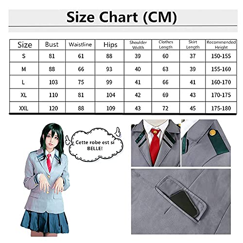 IUTOYYE My Hero Academia Manga Cosplay Uniforme JK Costumes de Carnaval Disfraz de Uniforme Escolar para Niña Mujer Halloween Carnaval Navidad Disfraz de Fiesta (Gris, M)