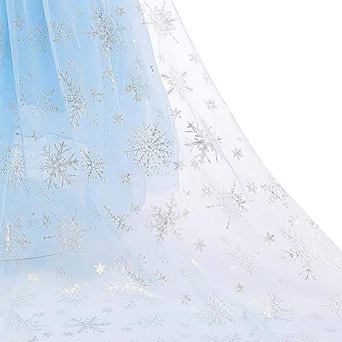 IWEMEK - Disfraz de princesa Elsa con capa + accesorios de Frozen, 2 disfraz de carnaval Halloween y Navidad, vestido de fiesta de cumpleaños para niños de 4 a 9 años Azul Set 5-6 Años