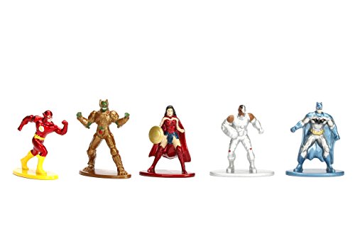 Jada - Nano Metalfig DC Comics Paquete de 5: Paquete 1 (Batman Renacimiento, Cyborg, Wonder Woman, The Flash, Parademon)