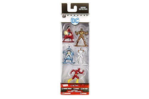 Jada - Nano Metalfig DC Comics Paquete de 5: Paquete 1 (Batman Renacimiento, Cyborg, Wonder Woman, The Flash, Parademon)