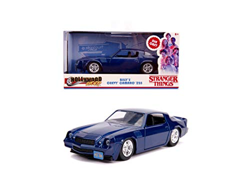 Jada Toys 253252005 Stranger Things Billy's Chevy Camaro, 1979, Z28, Coche de Juguete de Die-Cast, Puertas de Apertura, Escala 1:32, Color Azul