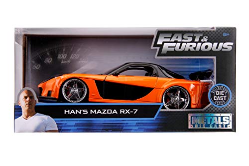 Jada Toys Fast & Furious Mazda RX-7-Coche de Juguete (Escala 1:24), Color Naranja metálico (253203058)