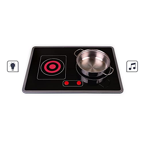 Janod - La Gran Cocina Mozaïc - Cocina de madera para niños - Cocina equipada con luz y sonido - Cocina de madera con 3 accesorios + 3 cajas de cartón para comida - A partir de 3 años,J06609