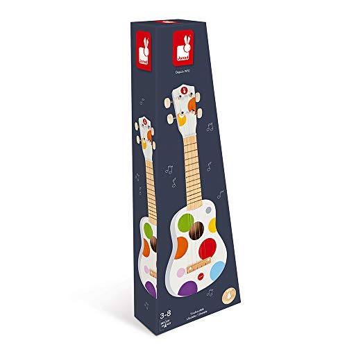 Janod - Ukelele de Madera Confetti - Instrumento musical para niños -Juguete Musical - Desde 3 años, J07597