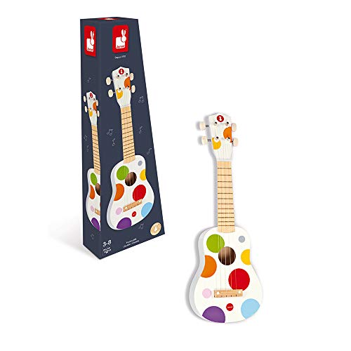 Janod - Ukelele de Madera Confetti - Instrumento musical para niños -Juguete Musical - Desde 3 años, J07597