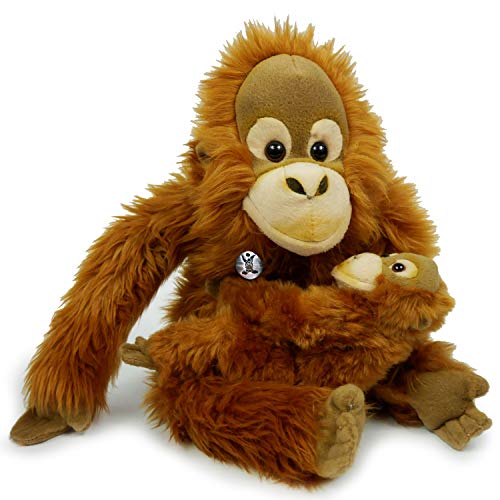 JASINGA - Peluche de orangután con mono humano, 30 cm sentado