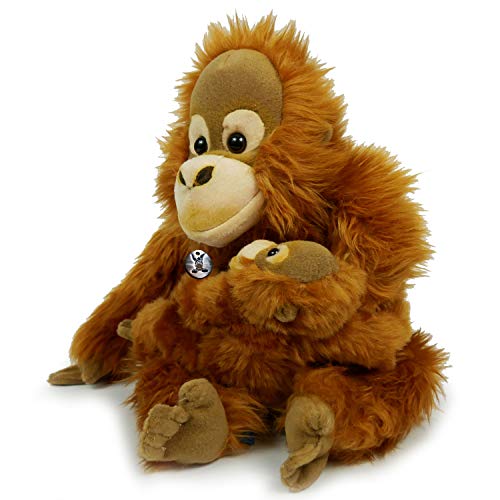 JASINGA - Peluche de orangután con mono humano, 30 cm sentado