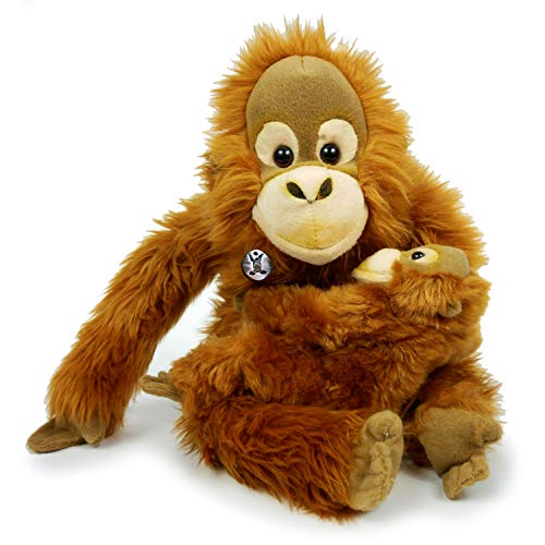 JASINGA - Peluche de orangután con mono humano, 30 cm sentado