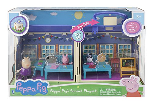 Jazwares 92608 – Peppa Pig – Jardín Infantil con Accesorios, casa de Juegos con 3 Figuras exclusivas Peppa, Zoe Zebra y Madame Gazelle – Juguete Original Peppa para niños a Partir de 2 años