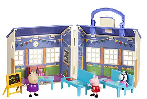 Jazwares 92608 – Peppa Pig – Jardín Infantil con Accesorios, casa de Juegos con 3 Figuras exclusivas Peppa, Zoe Zebra y Madame Gazelle – Juguete Original Peppa para niños a Partir de 2 años