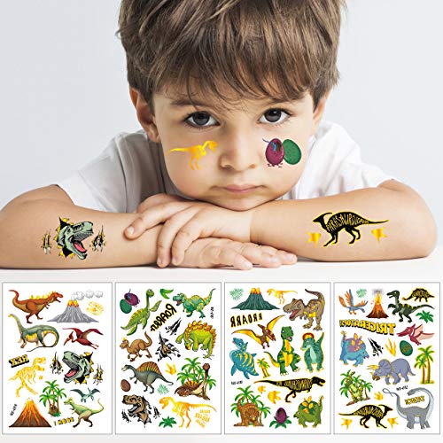 Jiahuade Dinosaurio Tatuajes Temporales,Tatuaje Pegatina Niños Cumpleaños,Pegatinas Dinosaurios Bicicleta,Pegatinas Dinosaurios Ropa,Tatuajes para Niños