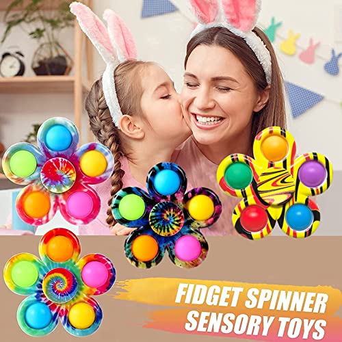 JIASHA Fidget Spinner, 4 Piezas Juguetes Fidget Juguete antiestrés Juguete sensorial Fidget Toy Alivio del Estrés Juguete Burbujas de Empuje Juguetes para los Dedos, para Niños y Adultos (Color 2)