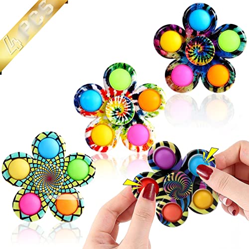 JIASHA Fidget Spinner, 4 Piezas Juguetes Fidget Juguete antiestrés Juguete sensorial Fidget Toy Alivio del Estrés Juguete Burbujas de Empuje Juguetes para los Dedos, para Niños y Adultos (Color 2)