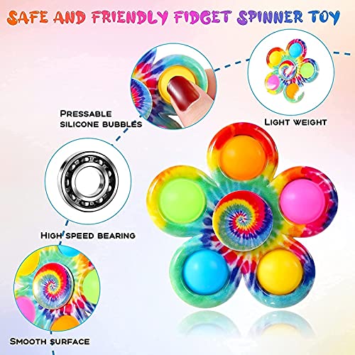 JIASHA Fidget Spinner, 4 Piezas Juguetes Fidget Juguete antiestrés Juguete sensorial Fidget Toy Alivio del Estrés Juguete Burbujas de Empuje Juguetes para los Dedos, para Niños y Adultos (Color 1)