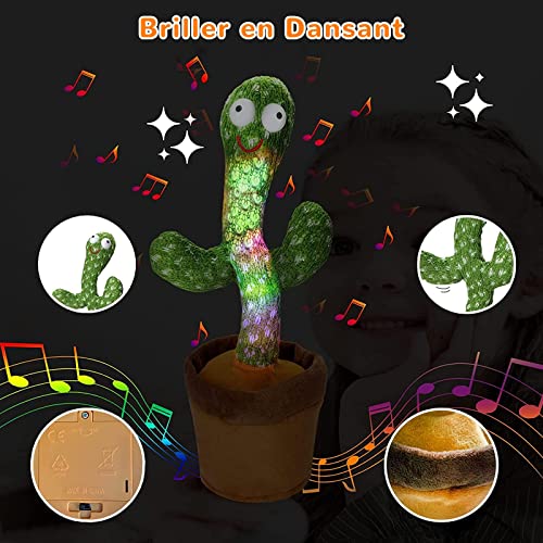 JISON21 Cactus bailando de peluche, cactus parlante que canta y baila, juguete electrónico de cactus, juguete para bailar para niños, juguete de peluche (verde)