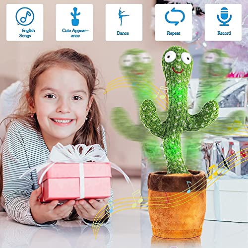 JISON21 Cactus bailando de peluche, cactus parlante que canta y baila, juguete electrónico de cactus, juguete para bailar para niños, juguete de peluche (verde)