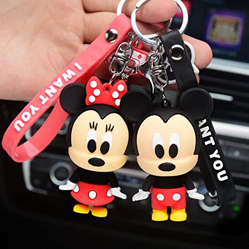 JIUDELE Disney Llavero Mickey Mouse Minnie Pooh oso Pvc Cartoon Animal Anime Figura de Acción Modelo Muñeca Colgante Regalo Chica Juguetes