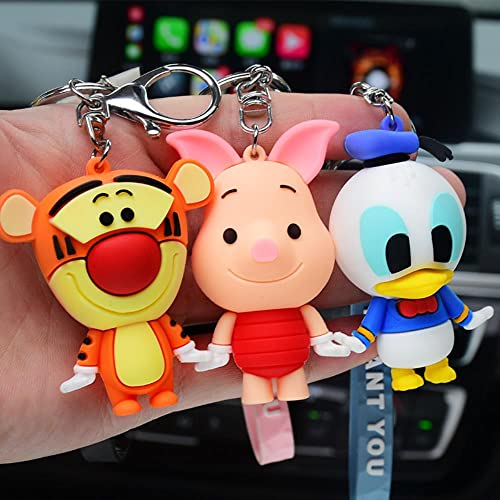 JIUDELE Disney Llavero Mickey Mouse Minnie Pooh oso Pvc Cartoon Animal Anime Figura de Acción Modelo Muñeca Colgante Regalo Chica Juguetes