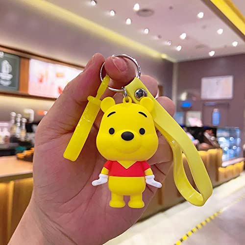 JIUDELE Disney Mickey Mouse Winnie Bear Pooh Stitch Llavero de dibujos animados Anime Figuras Muñeca Llavero Colgante Pareja Bolsa Colgante Juguetes Regalos