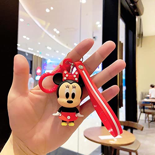 JIUDELE Disney Mickey Mouse Winnie Bear Pooh Stitch Llavero de dibujos animados Anime Figuras Muñeca Llavero Colgante Pareja Bolsa Colgante Juguetes Regalos