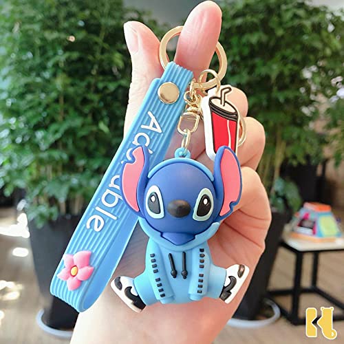 JIUDELE Disney Stitch Mickey Minnie Llaveros de dibujos animados Mouse Piakchu figura muñeca llavero para niñas bolso encantos coche colgante llaveros