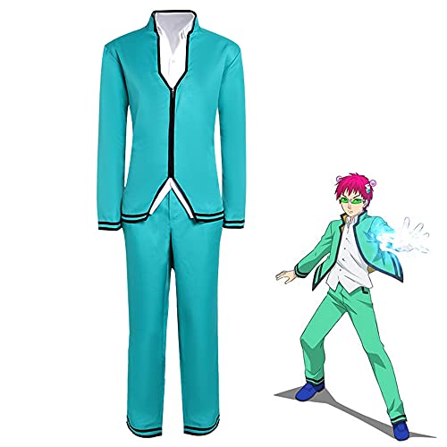 Jiumaocleu Saiki Kusuo No Sai-nan Cosplay Saiki Kusuo Anime Cosplay Disfraces Japonés Niños Uniforme de Escuela Secundaria para Hombre Disfraz de Halloween Cosplay, verde, M