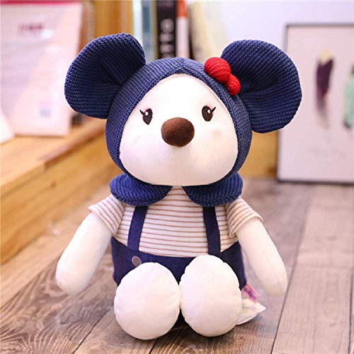 JMHomeDecor 23/30 / 38Cm Ratón Sentado De Dibujos Animados Doudou Peluche De Juguete Animal Suave Muñeco De Peluche Sombrero Regalo De Cumpleaños para Chid Kid Girl-38M_Blue